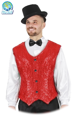 GILET PAILLETTES ROSSO